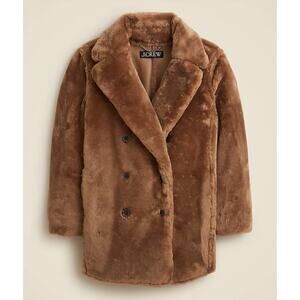 NEW J.Crew Brown Teddy Faux-Fur Peacoat Large